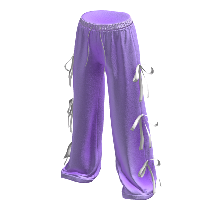 ✨ Coquette Silk Bow Purple Ribbon Pants