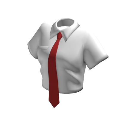White Crop Office Shirt w/ Red Tie