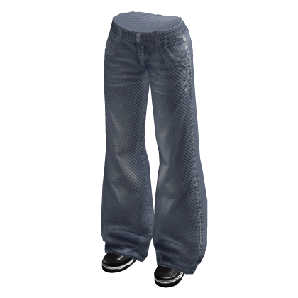 Baggy Jeans with Faded Detail (Blue)