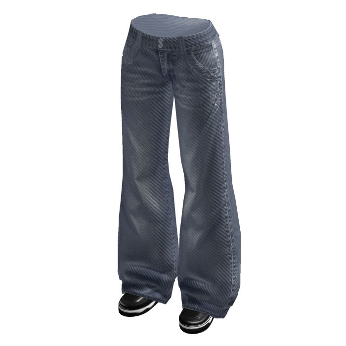 Baggy Jeans with Faded Detail (Blue)