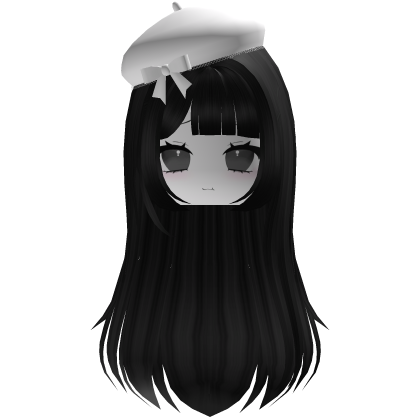Cute Autumn Girl w/ White Beret & Bow