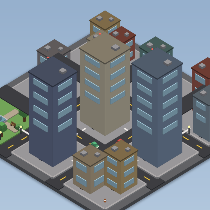 Low Poly Modular City Blocks Map Kit Roads preview 2