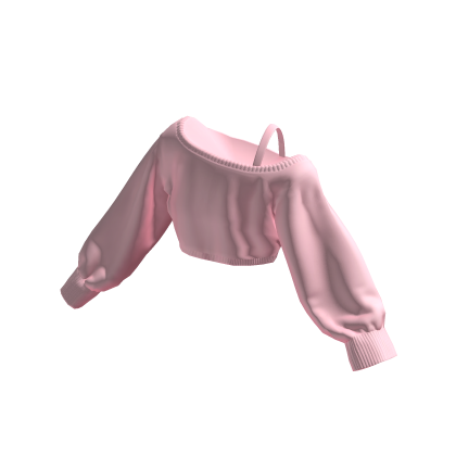 Pink Off Shoulder Oversized Sweater (Cropped)