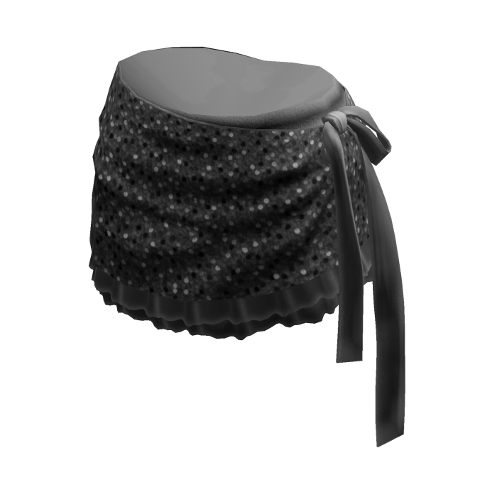 Cute Polka Dot Mini Skirt w/ Sash (Black)