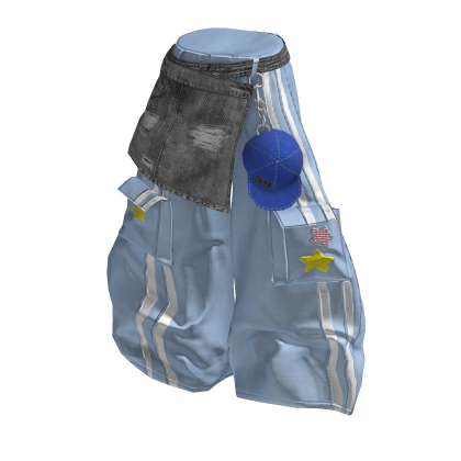 💜 Y2K Streetwear Layered Track Pants_Sky blue