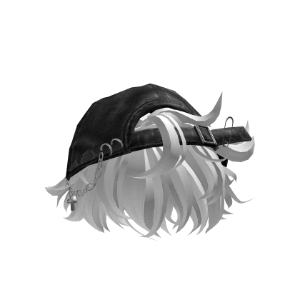 White Messy Anime Boy Hair w/ Y2K Distressed Hat | Roblox Item - Rolimon's