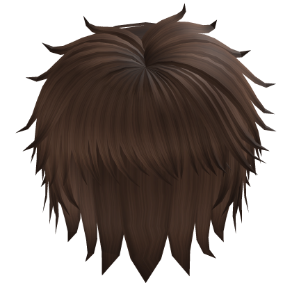 messy fluffy anime boy hair in dark brown Roblox item