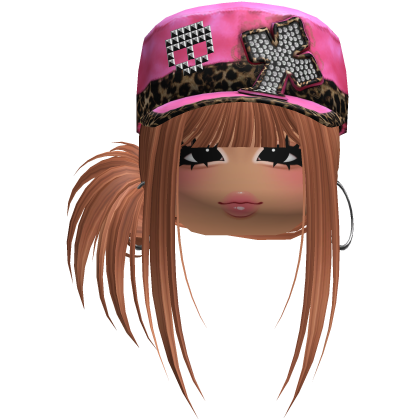 Gyaru Side Bun Hair w/ Cheetah Cap & Earrings