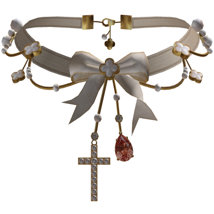 Coquette Preppy Bow Necklace with Cross