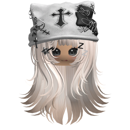Beige Cross Beret Emo Girl Hair