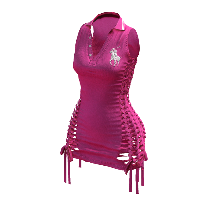 Braided Cutout Sleeveless Polo (Barbie)