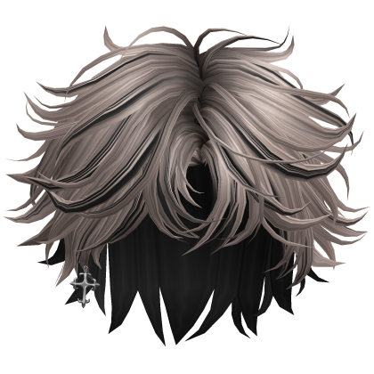 Black&Ash Messy Middle Part Boy Hair w/ Earring Roblox item