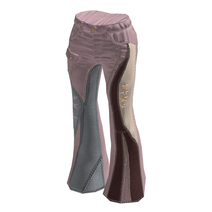 Y2K Boho Patchwork Flare Pants (Pink)