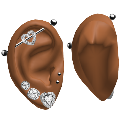 𝓢𝓢 | Ears With Diamond Heart Earrings Silver