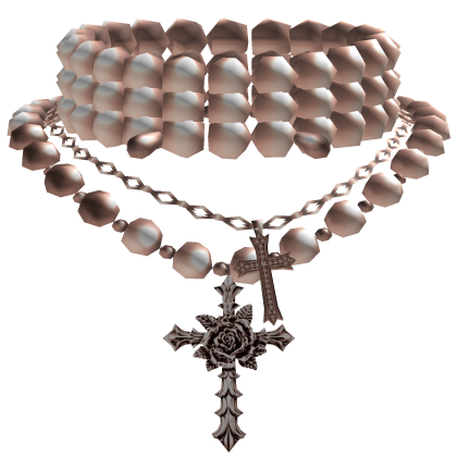 Rose Gold Pearl Jesus Cross Necklace Choker Roblox item