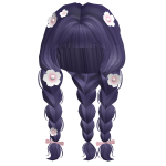 ♡ Cute Purple Long Braids with Flowers