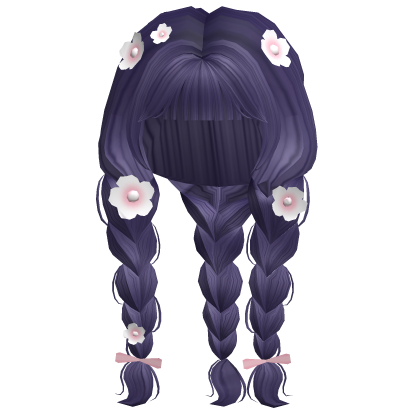 ♡ Cute Purple Long Braids with Flowers thumbnail