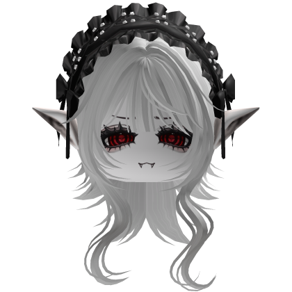 Gothic Vampire White Hair W/ears (Black)  Roblox item