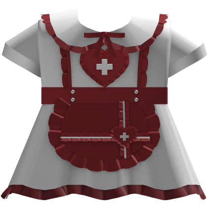White Red goth kawaii cute ruffled nurse dress 