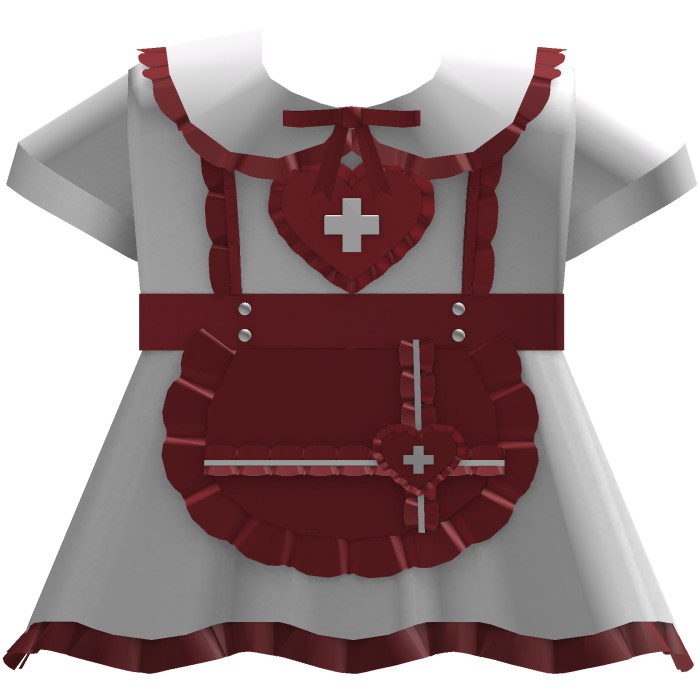 White Red goth kawaii cute ruffled nurse dress 