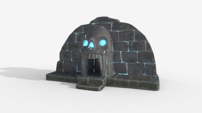 Stylized Skull Gate Cave Entrance Low Poly PBR preview 5