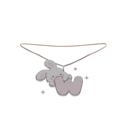 cute w pink bunny initial necklace 3.0