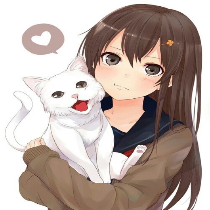 Anime Girl with Kawaii Cat Roblox decal