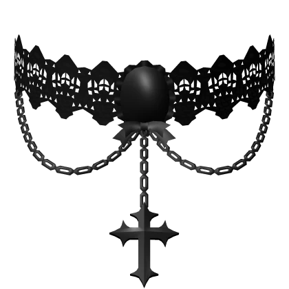 gothic lace choker w chains & cross 3.0 black | Roblox Item - Rolimon's