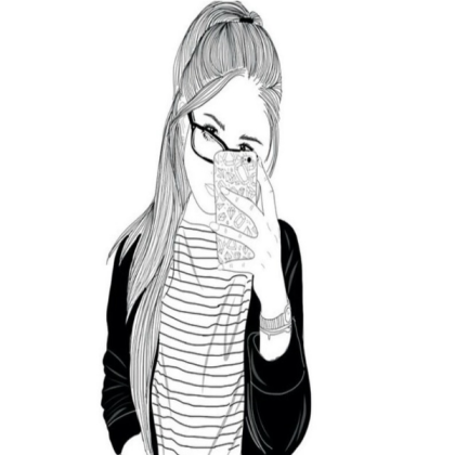 Black and White Girl Sketch 4 Roblox decal