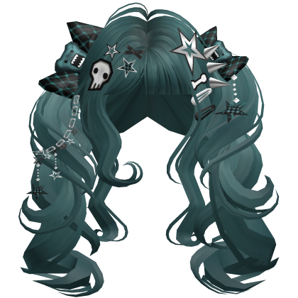 ♡ Scene Fluffy Gyaru Pigtails (Dark Teal)