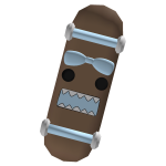 kawaii domo skateboard with blue bow