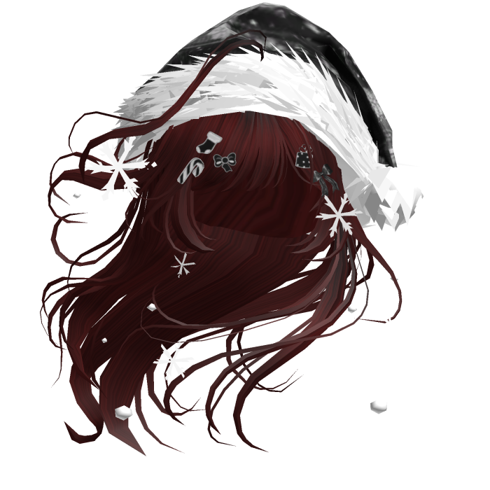 Lush Windy Hair w/Santa Hat (Dark Red)