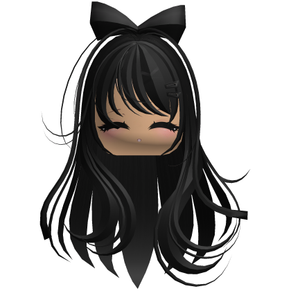 Beautiful Girl with Long Hair, Cute Bow & Lashes