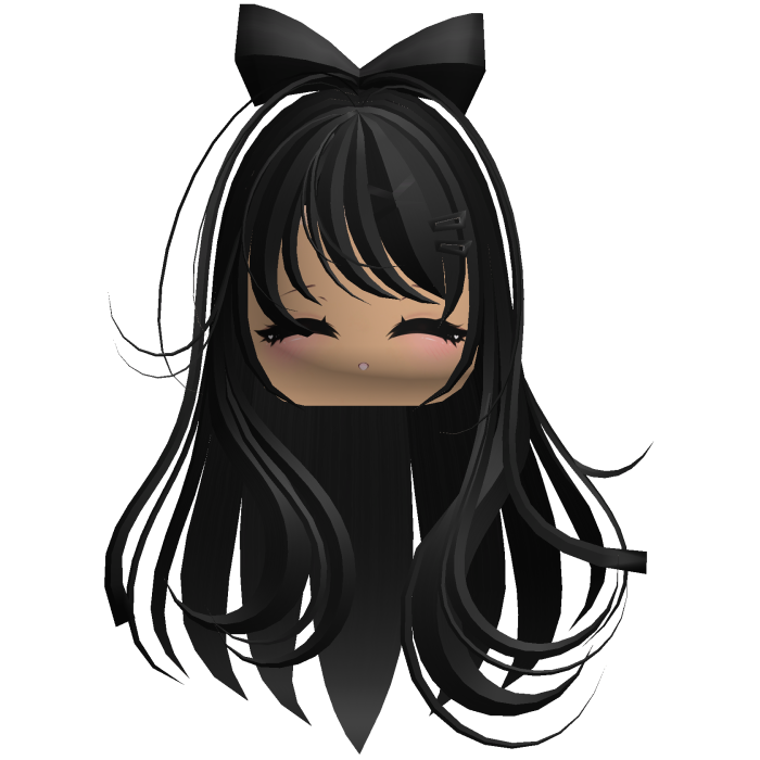 Beautiful Girl with Long Hair, Cute Bow & Lashes