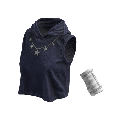 Sleeveless Stylish Hoodie (Dark Blue White)