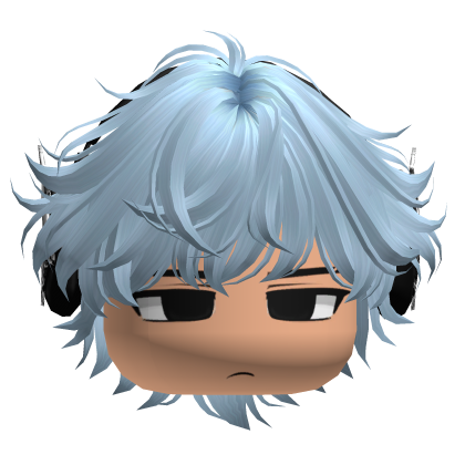 Messy Boy Hair W/ Y2k Headphones (Sky Blue) Roblox item