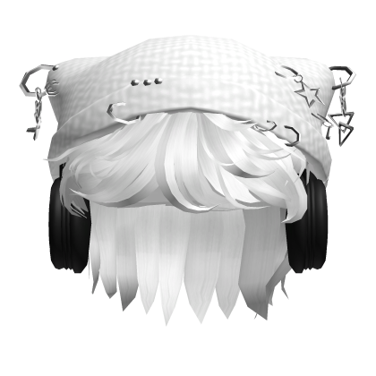 White Messy Hair w/ Y2K Cat Beanie & Headphones Roblox item