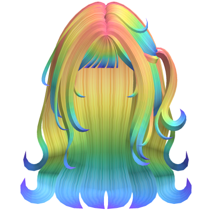 Cute Long Wavy Hair w/ Flipped Ends (Rainbow)