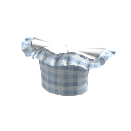 Summer Ruffled Shoulder Plaid Shirt in Blue