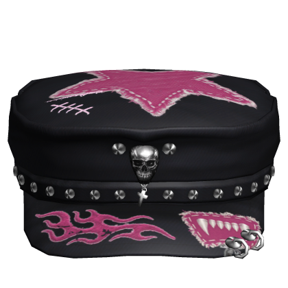 Black&HotPink Skull Punk Grunge Cap Roblox item