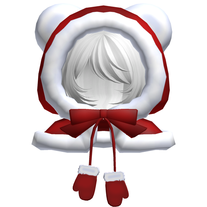 red christmas bear hood bob cut hair white