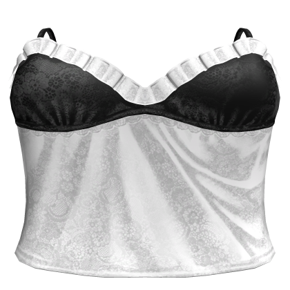 White & Black Satin Ruffle Lace Babydoll Cami Roblox item