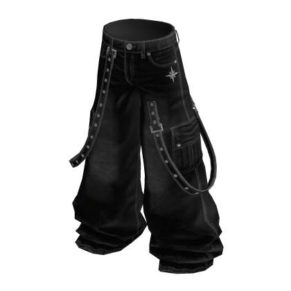 Y2K Strap Cargo Pant - Black