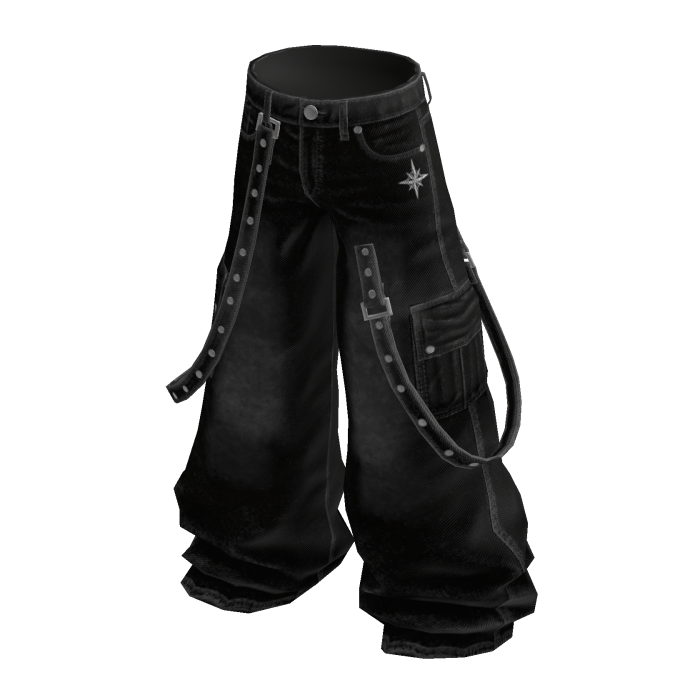 Y2K Strap Cargo Pant - Black