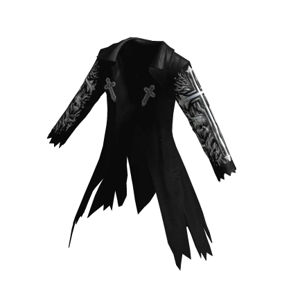 Black torn Leather jacket with Christian Cross | Roblox Item