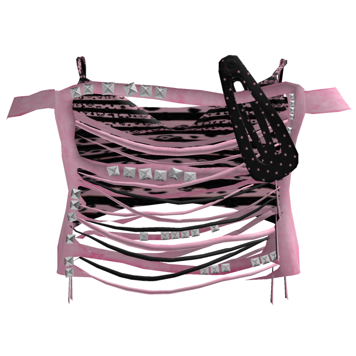 studded pink and black swag striped tee ⌗ ⋮