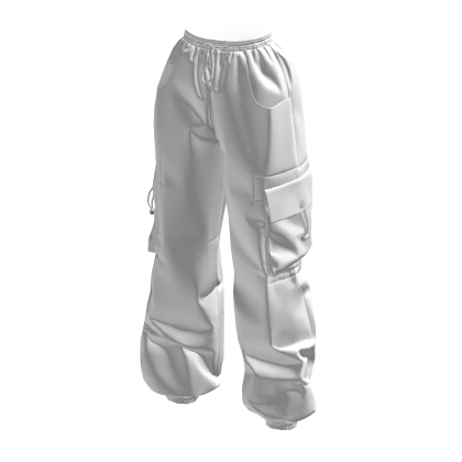 White Baggy Cargo Pants thumbnail