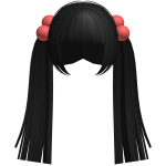 ♡ FREE : black kawaii hime pigtails + giant bobble