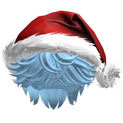 Messy Fluffy Blue Hair a Santa Hat Y2k