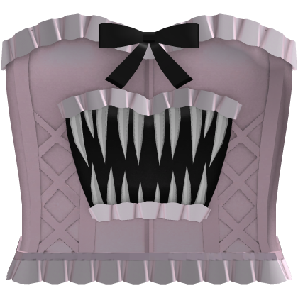 pink emo gothic ruffled monster teeth corset 